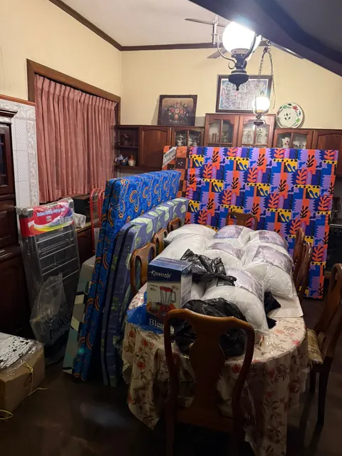 Mattresses and household supplies for the flood relief project.