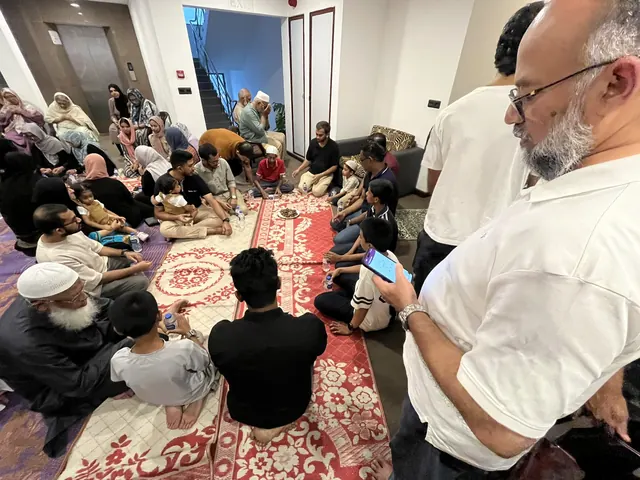 A shared meal bringing family members together.